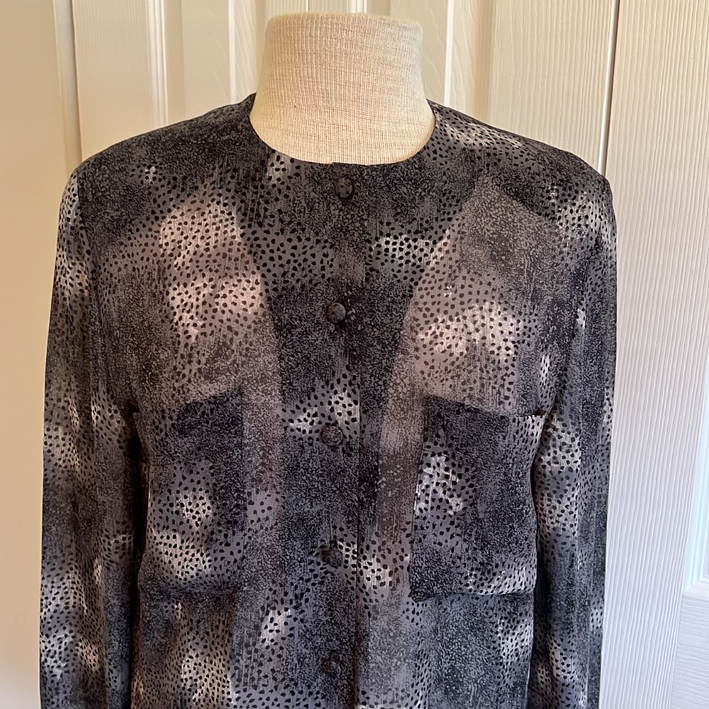 Doncaster Button Down Black And Gray Leopard Prin… - image 2